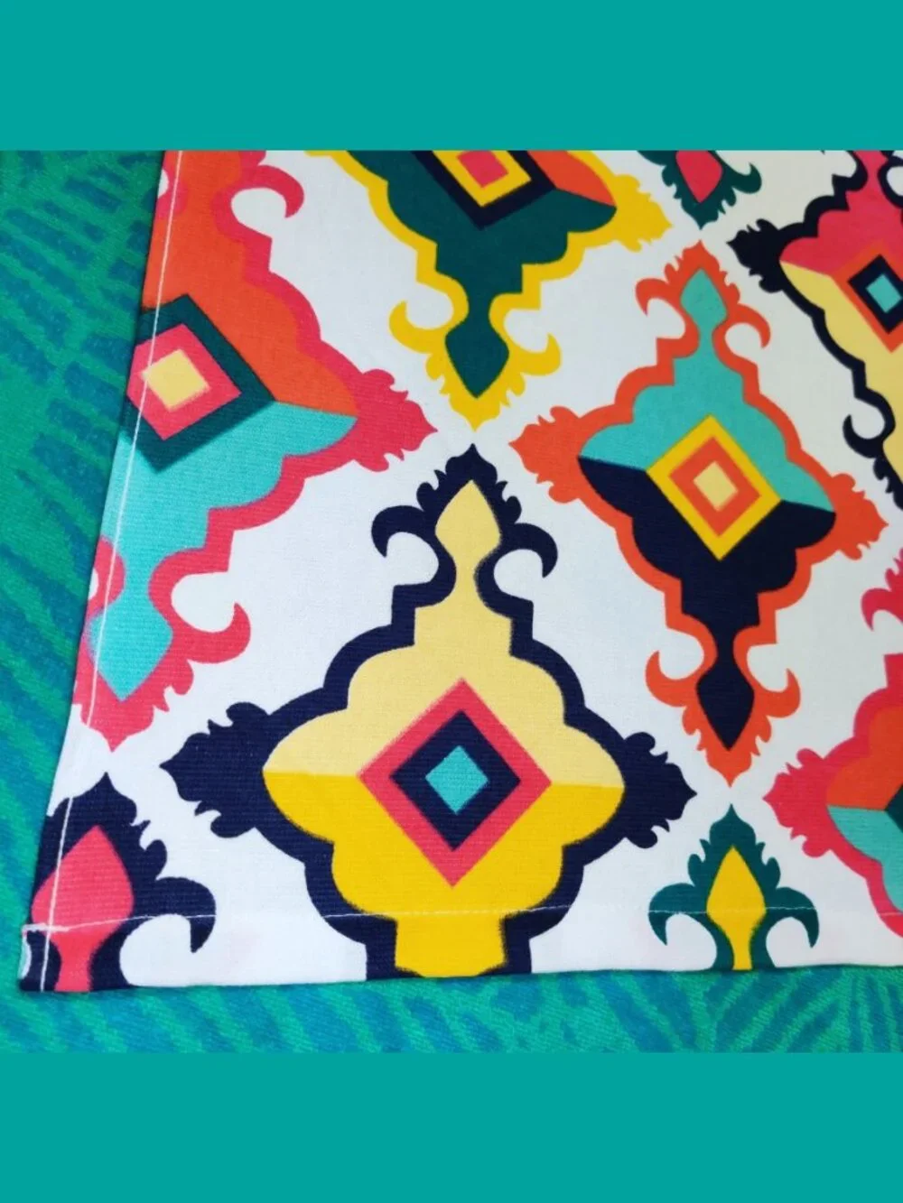 Colorful Lattice Pattern Beach Towel by Deborah Connolly - Moroccan Vibe - 38x68